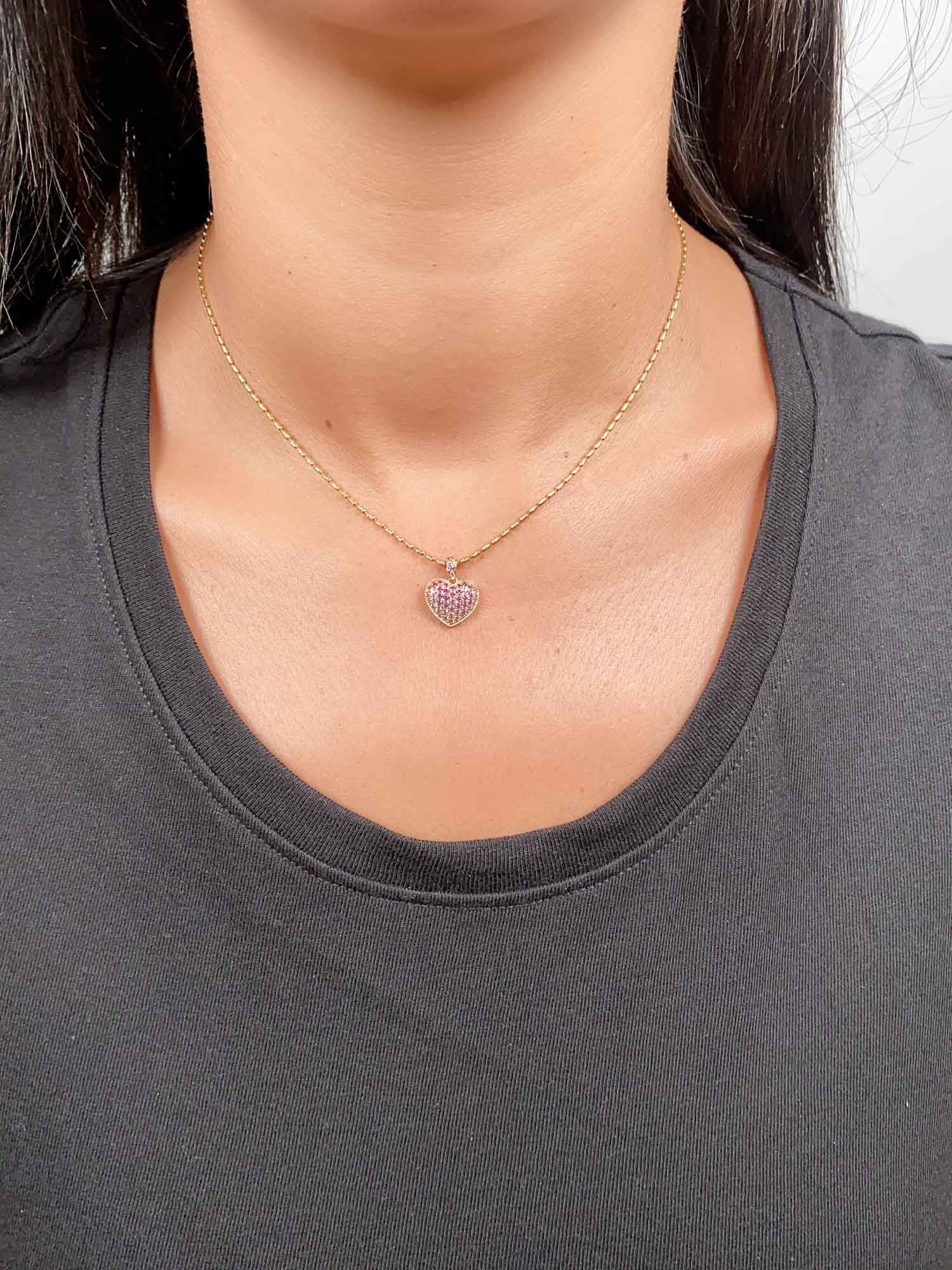 Diamond heart pendant in 18k rose gold, mini.