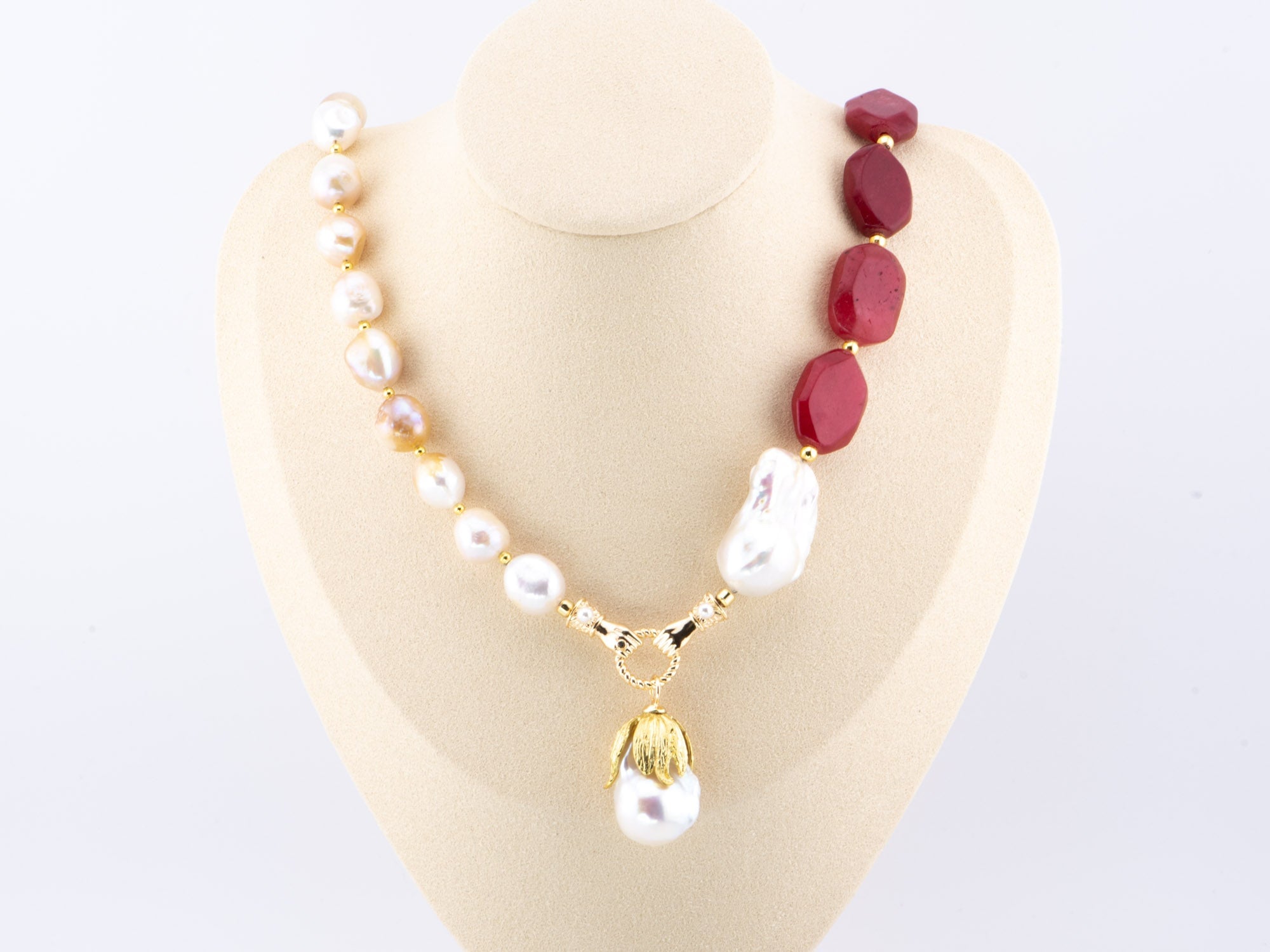 TON for yo】Onyx pearl mix necklace - ネックレス