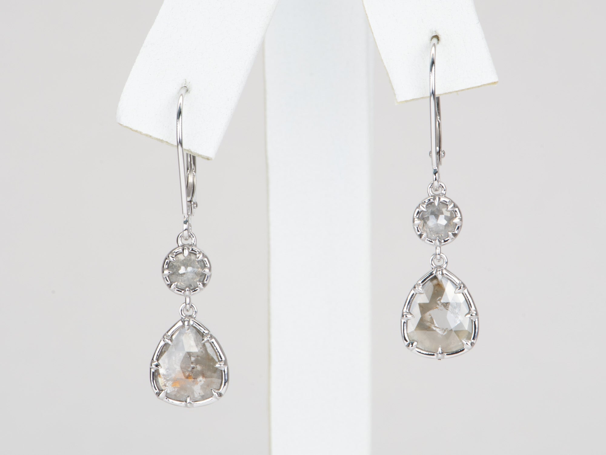 2.37ctw Georgian-Inspired Rose Cut Diamond Dangle Earrings 14K