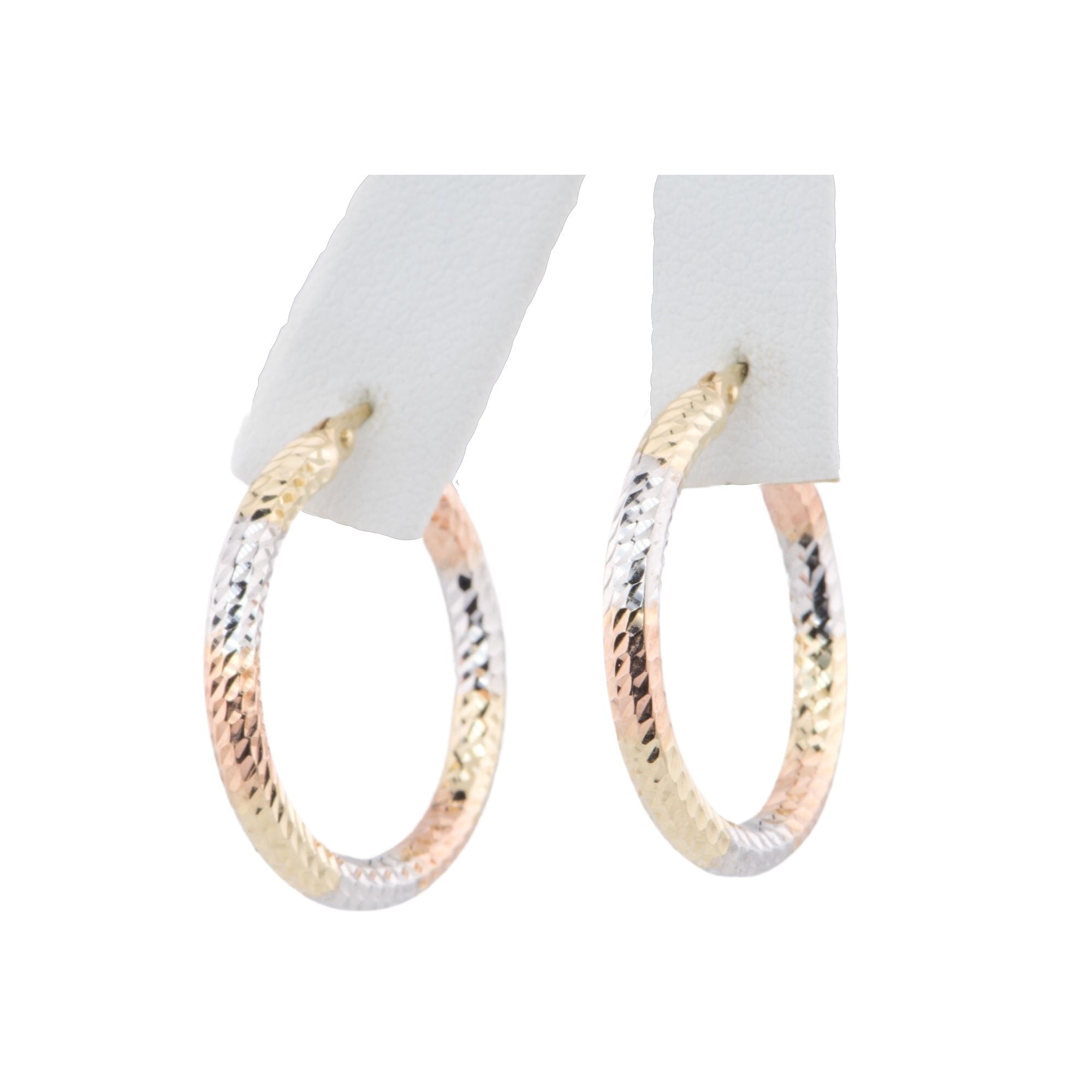 14k Tricolor Gold Diamond Cut Hoop Earrings selling