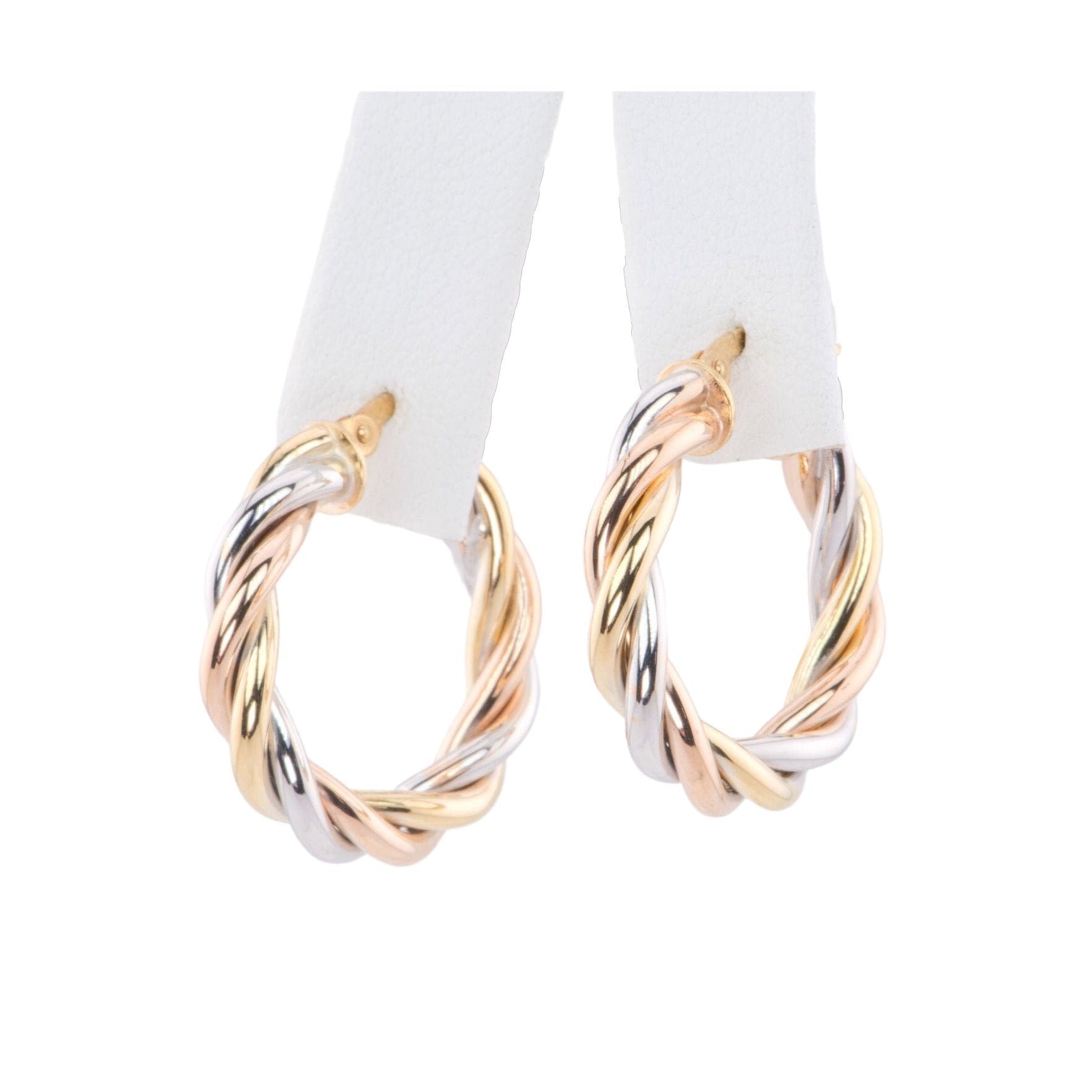 14k cheapest Tri Gold Hoop Earrings