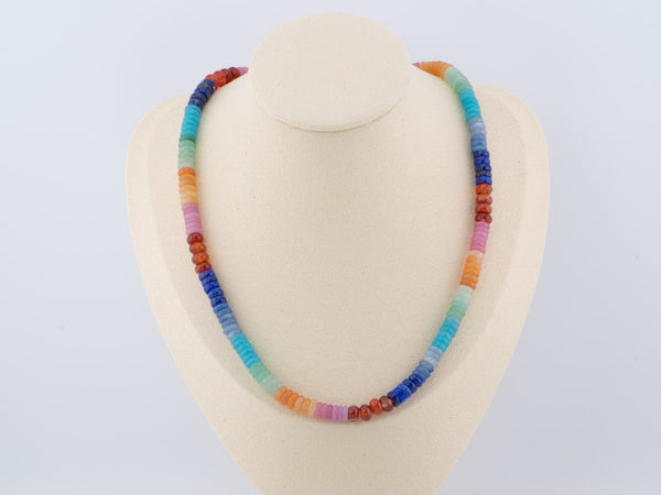 Rainbow Ombre Gemstone Hand Knotted Bead Necklace, 14K Gold filled Mariners hotsell Clas