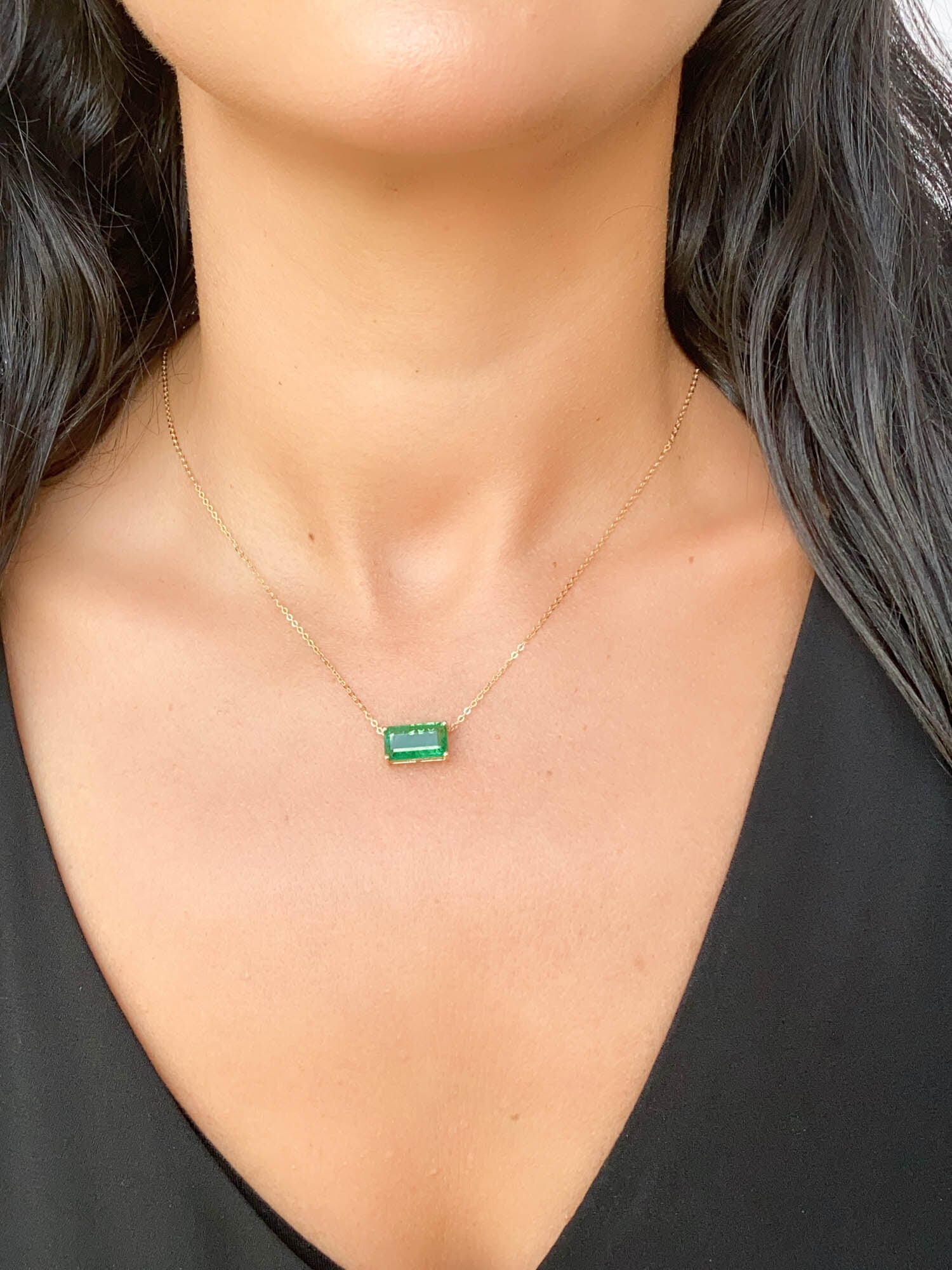 Emerald Green Necklace With Silver Sterling Chain – MindfulSouls
