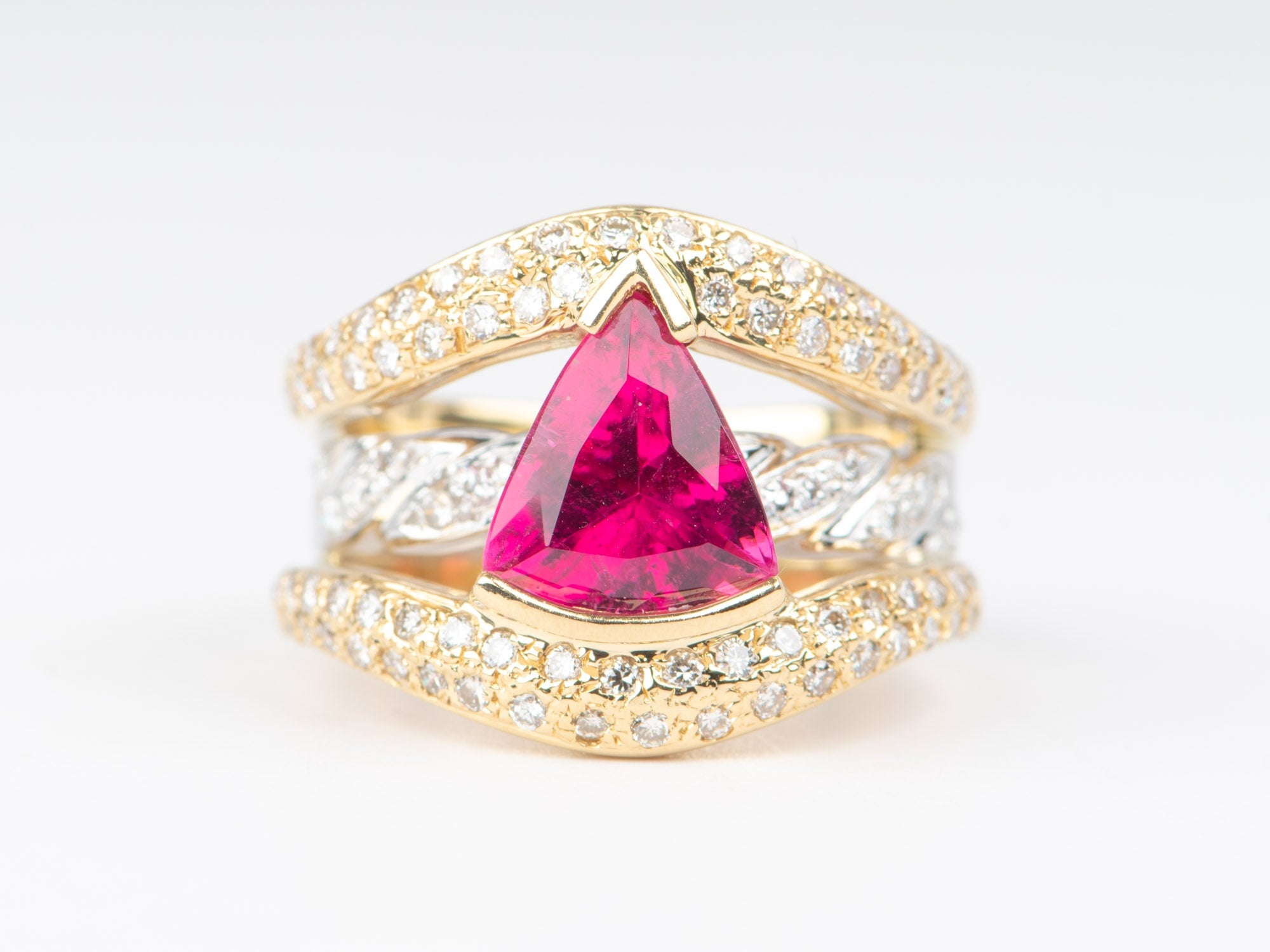 2.41ct Bright Pink Rubellite Tourmaline and Diamond Ring 18K Gold R6663 Aurora Designer