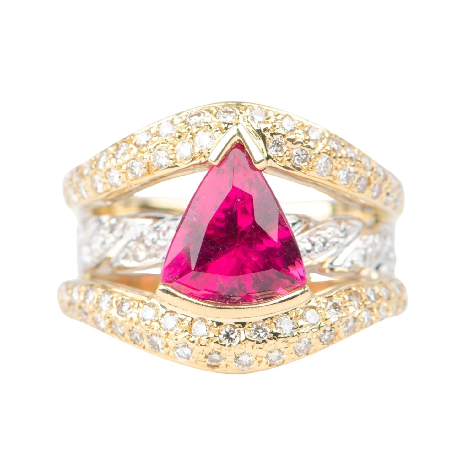 2.41ct Bright Pink Rubellite Tourmaline and Diamond Ring 18K Gold R6663 Aurora Designer