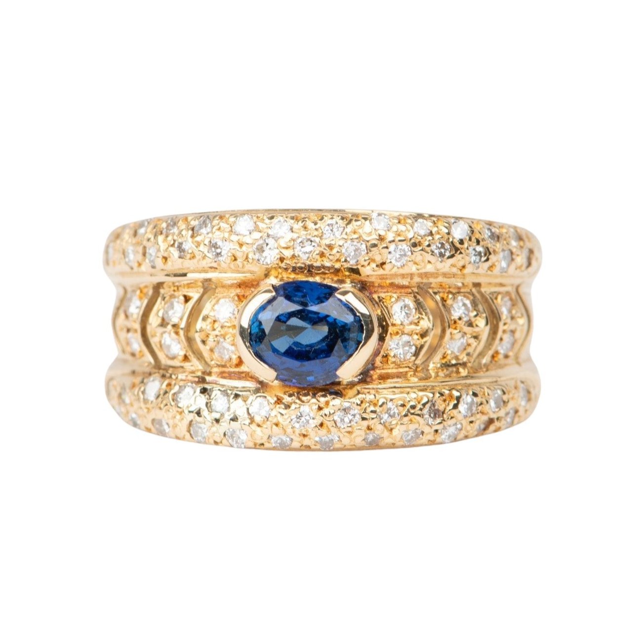 Blue Sapphire Diamond Ring 18K Gold 6.4g Sapphire 0.66ct Diamond 0.4ct R6667 Aurora Designer