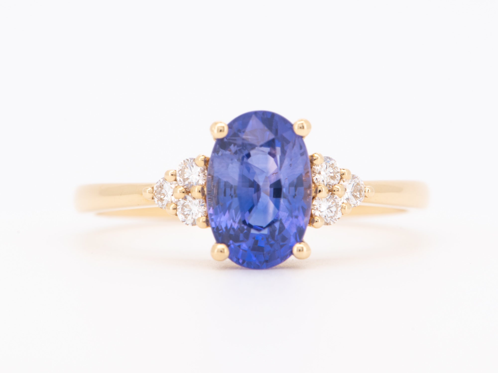 1.93ct Purplish Blue Sapphire and Diamond Engagement Ring 14K Gold R6752 Aurora Designer