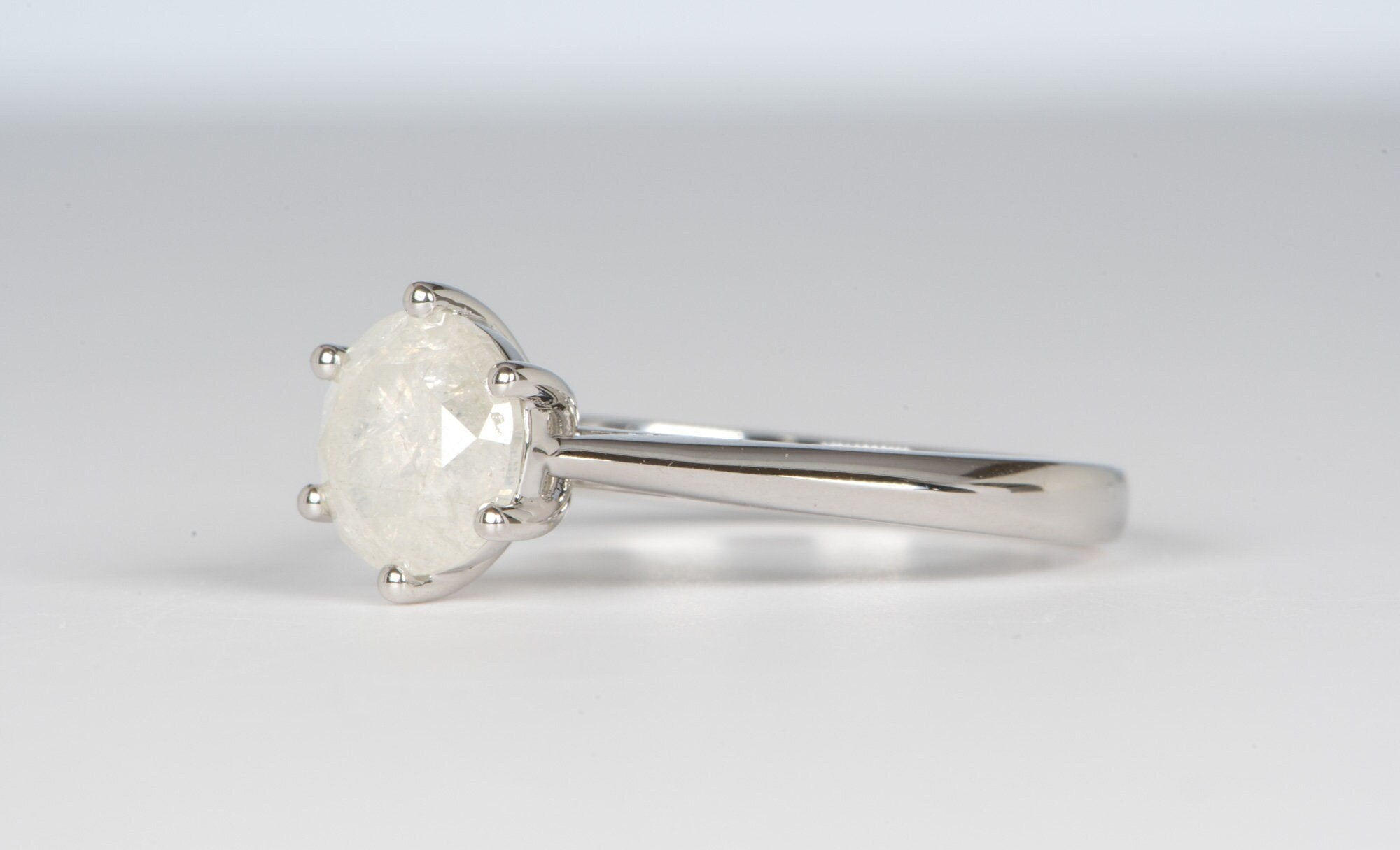 1.72ct Opalescent Fancy White Diamond 14K White Gold Engagement Ring R -  Aurora Designer