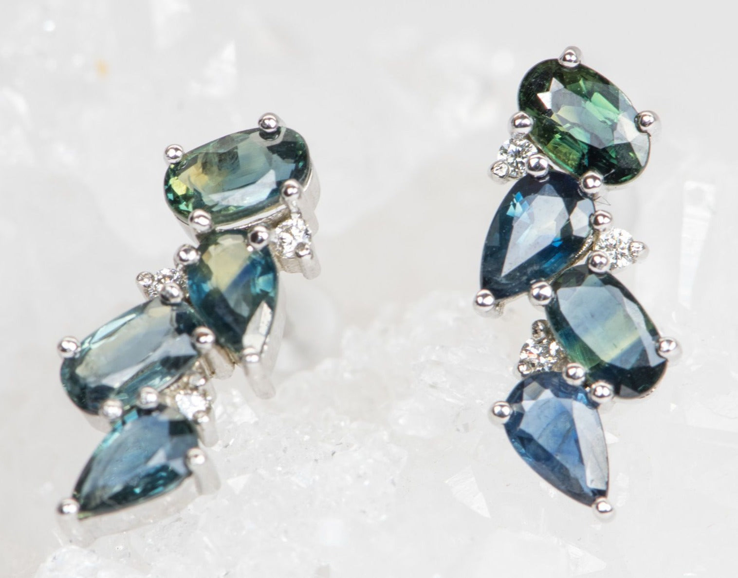 Blue green deals sapphire earrings