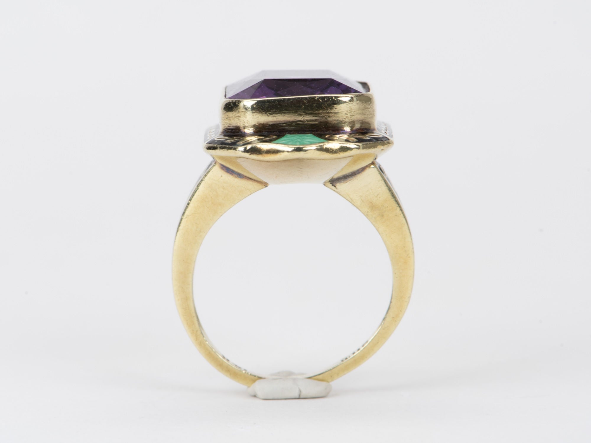 Vintage Statement Amethyst Aurora Ring with - Enamel Details V10 8.93g Designer 14K Gold