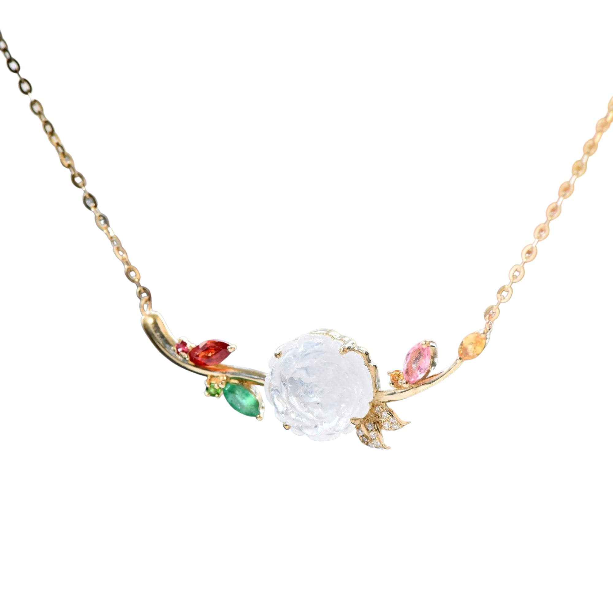 Multicolor Sapphire & Diamond Pave Flower Motif Pendant Necklace –  SouthMiamiJewelers