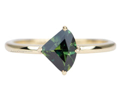 1.06ct Geometric Shape Blue Green Sapphire Ring 14K Yellow Gold