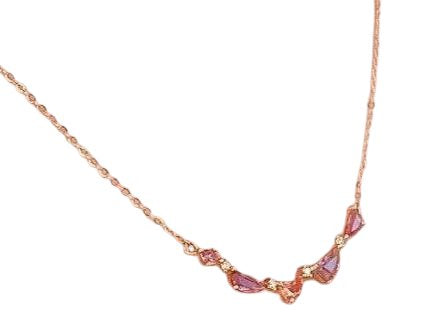 Geometric Sapphire Diamond Cluster Necklace 14K Rose Gold Pendant