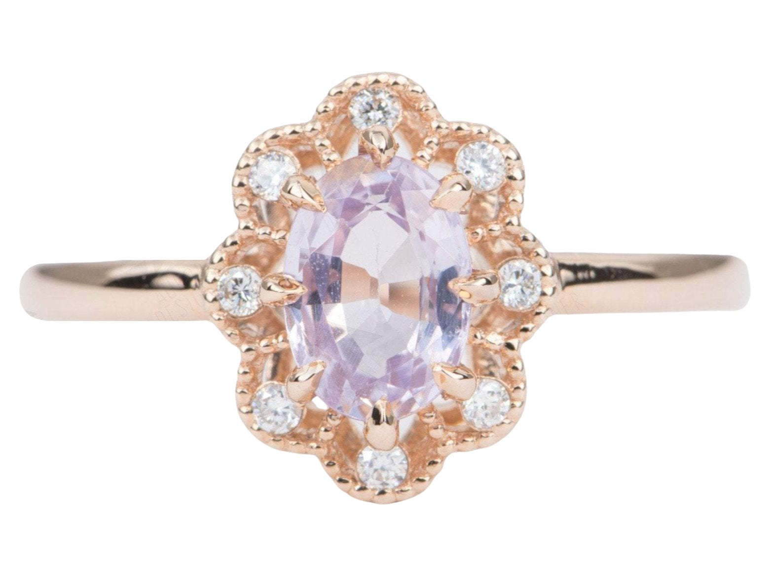 Classic Angel 14K Rose Gold 1.0 ct Light Pink Sapphire Diamond Solitaire Engagement Ring R482-14KRGDLPS