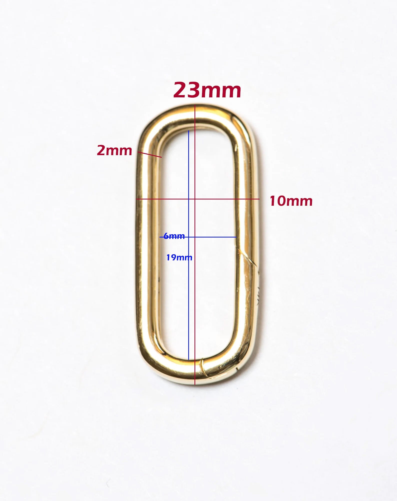 Screw Closure Large Rectangle 19x9mm 14K Gold Carabiner Pendant