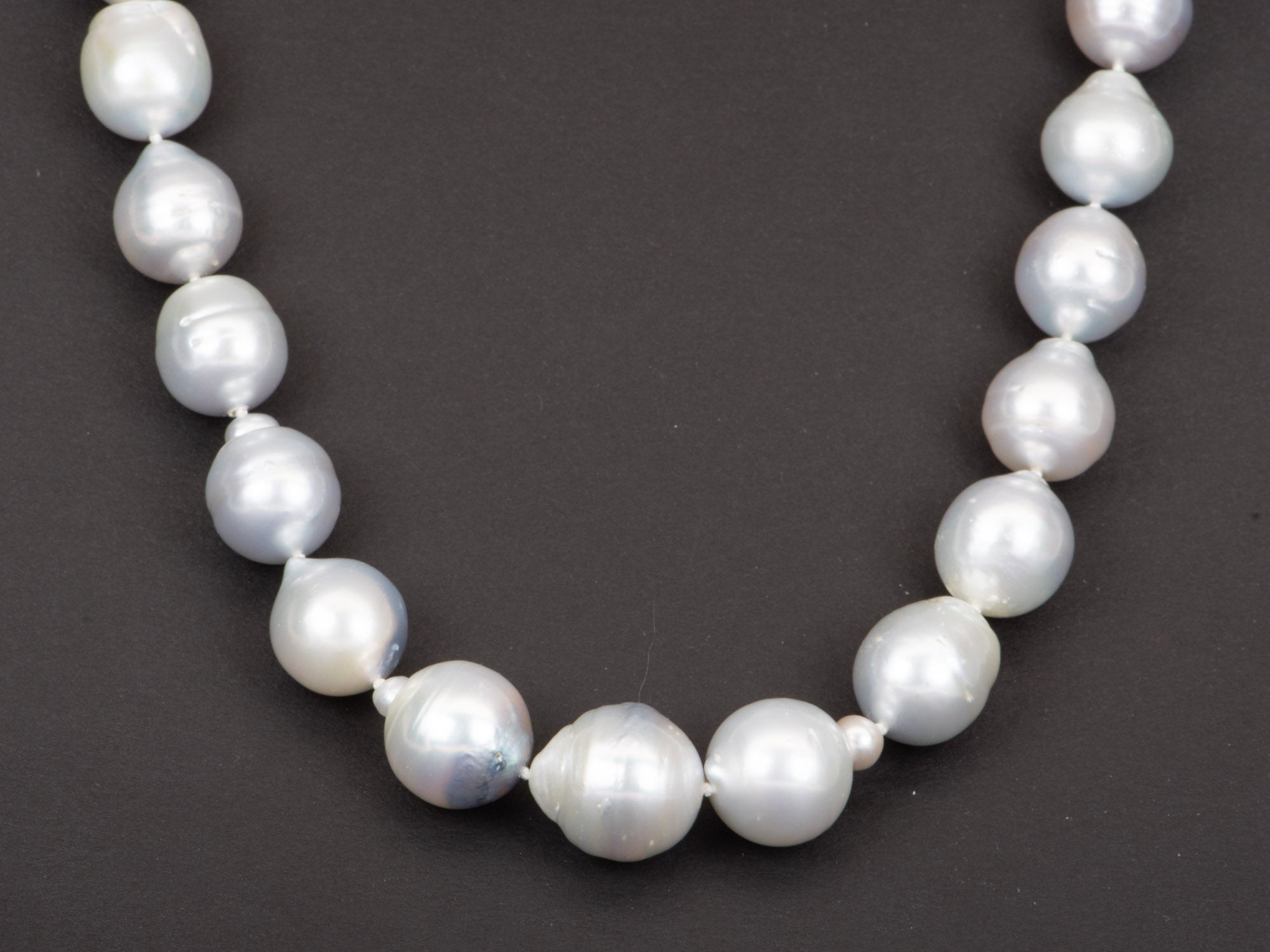 12-16mm South Sea Baroque Pearl Hand Knotted Necklace with 14K White G -  Aurora Designer