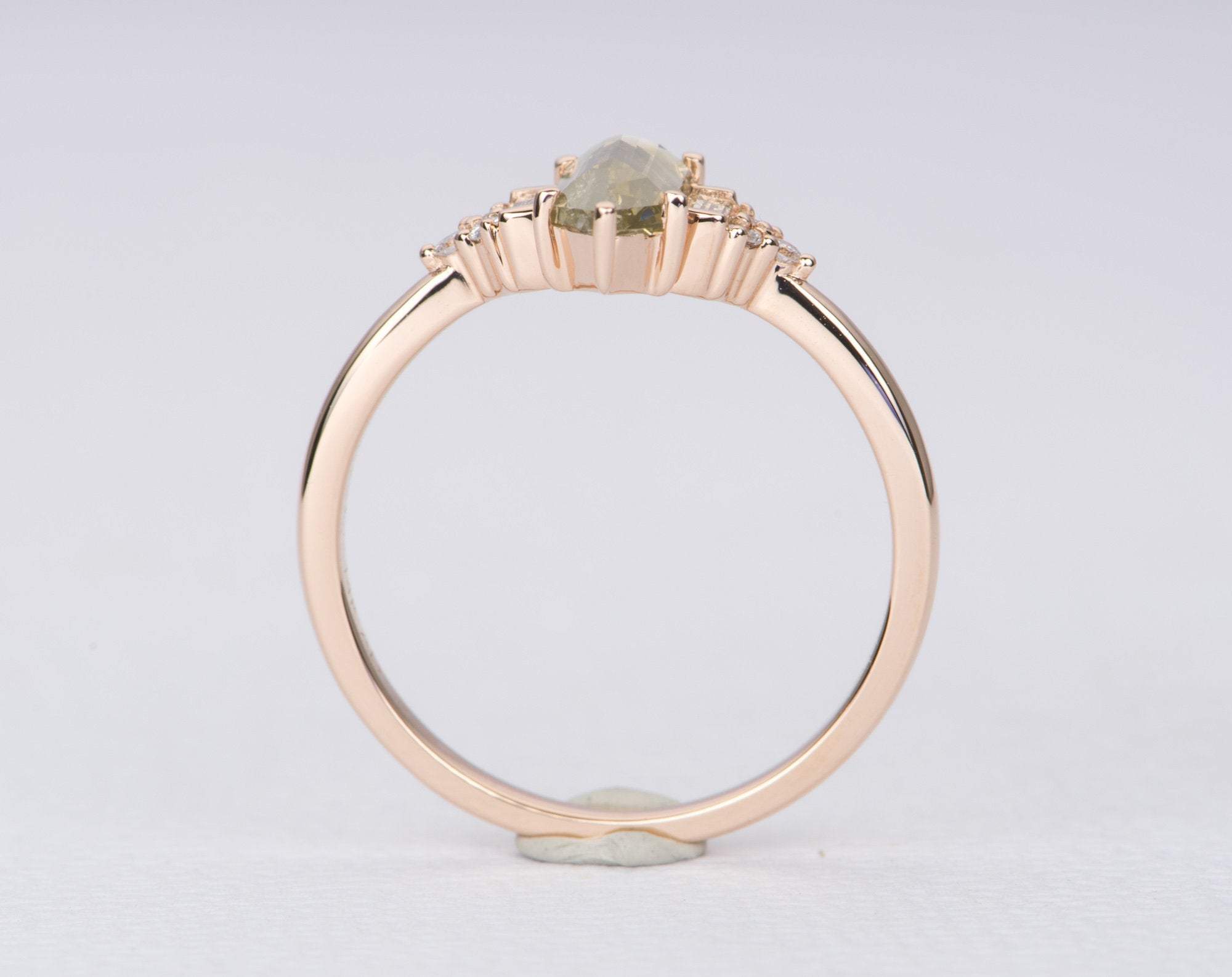 Hecate - Diamond Dust Moon Ring Guard with Diamond Accents 14K Rose Gold