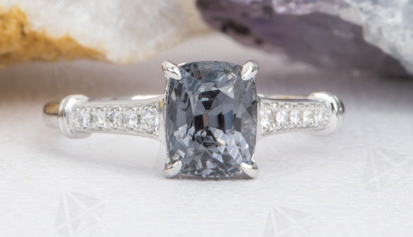 Gray spinel store engagement ring