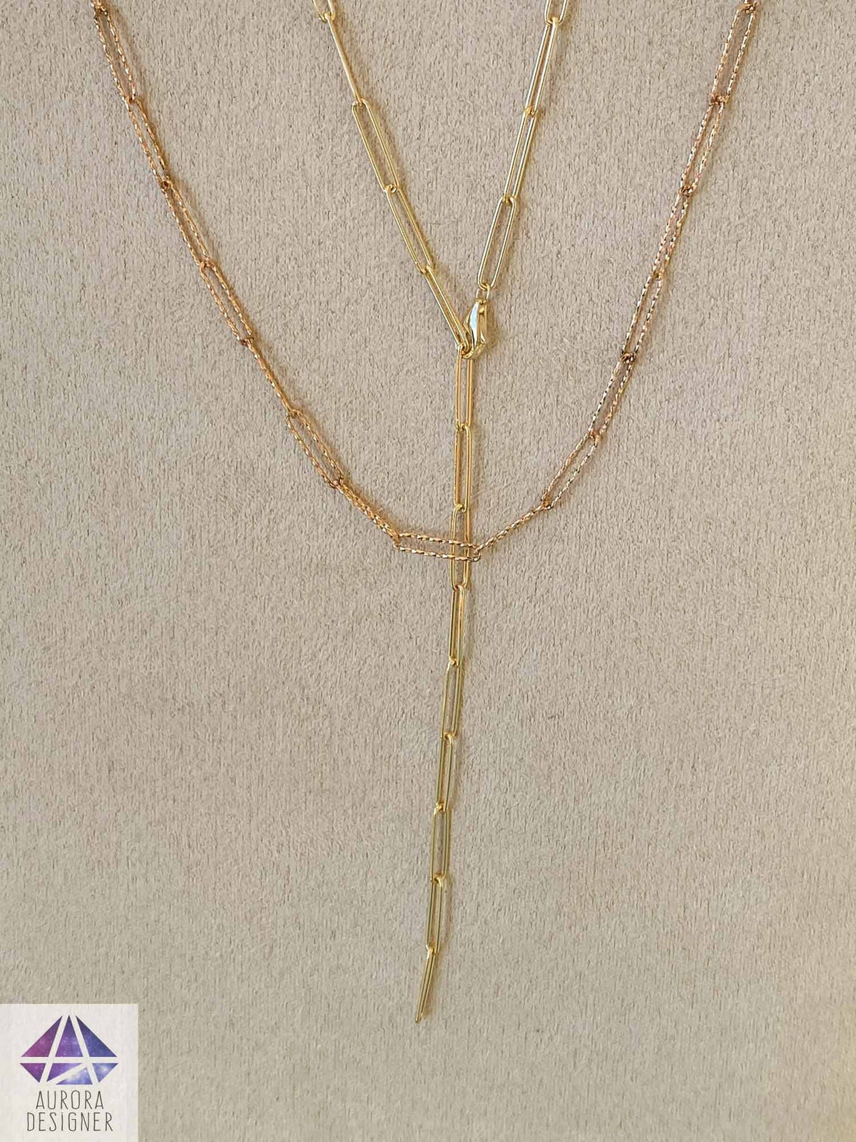 Upcyled, Brass Bar newest and 14K Yellow Gold Fill, Plunging Lariat Style, Adjustable, Y Necklace with Leaf Pendant