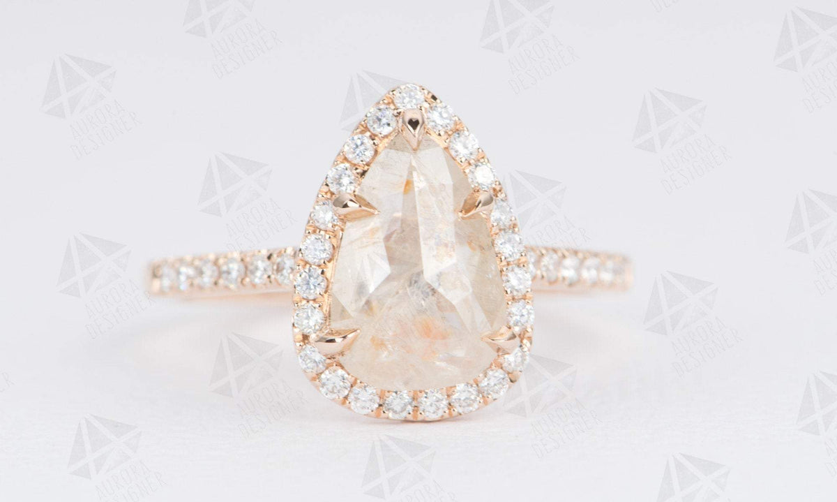 Pear Shape Diamond with Halo Engagement Ring