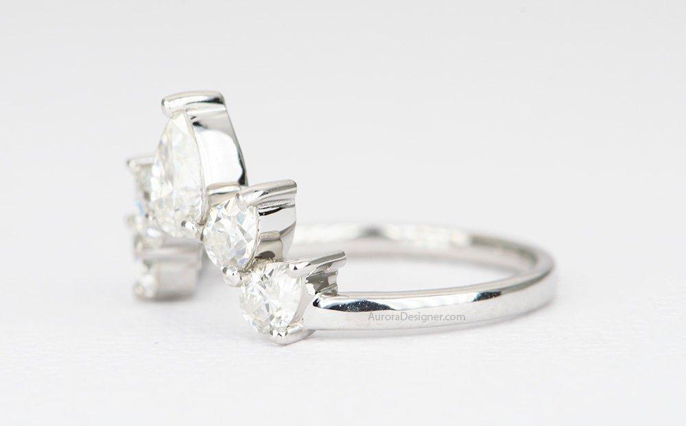 Unique Ring Enhancer White gold cheapest Gaurd Enhancer Ring Moissanite wedding band, Matching Stacking ring Bridal cluster dainty band