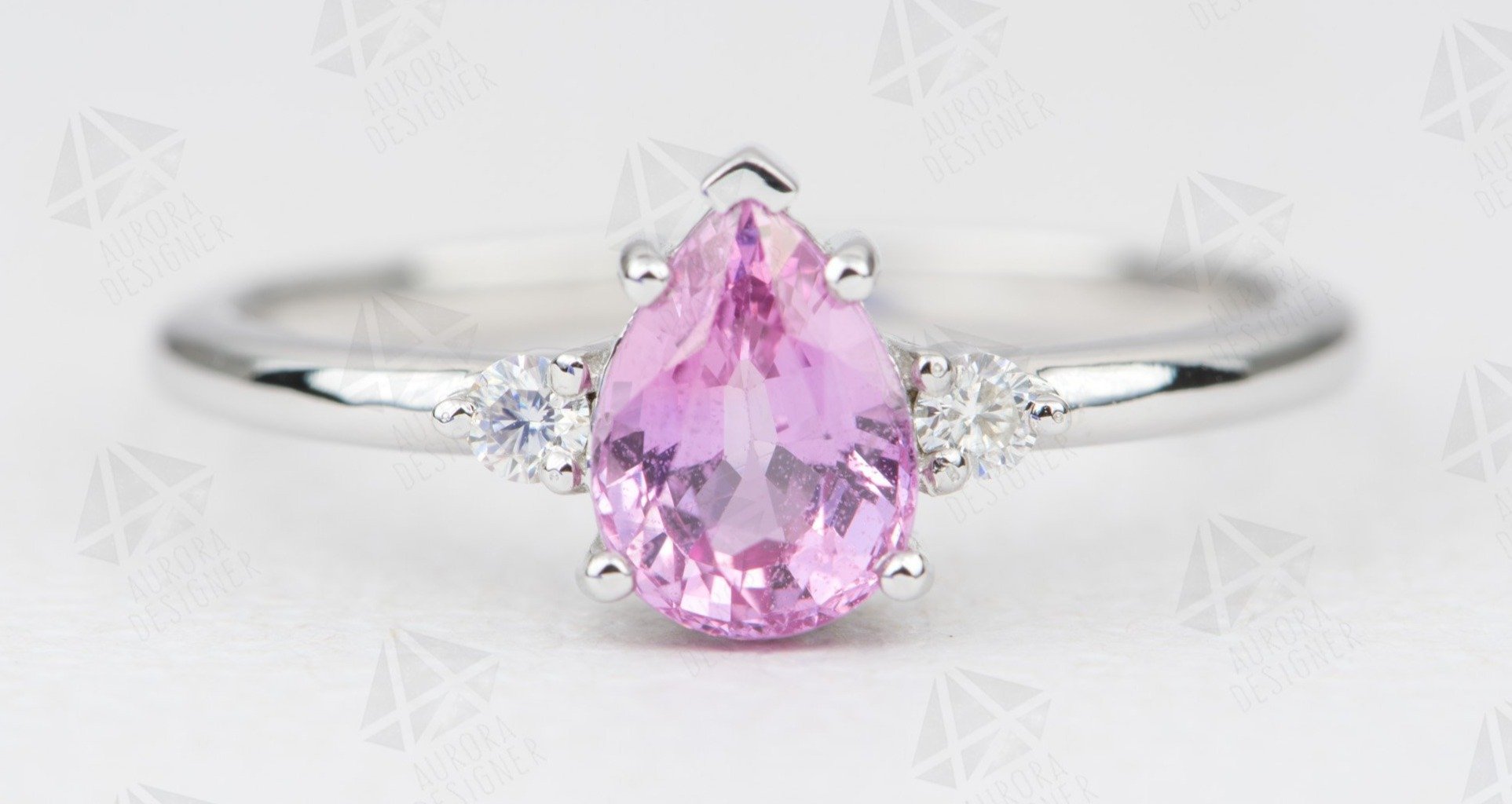 Modern Vintage 14K Pink Gold 3.0 CT Light Pink Sapphire Wedding Ring  Engagement Ring R302-PGLPS